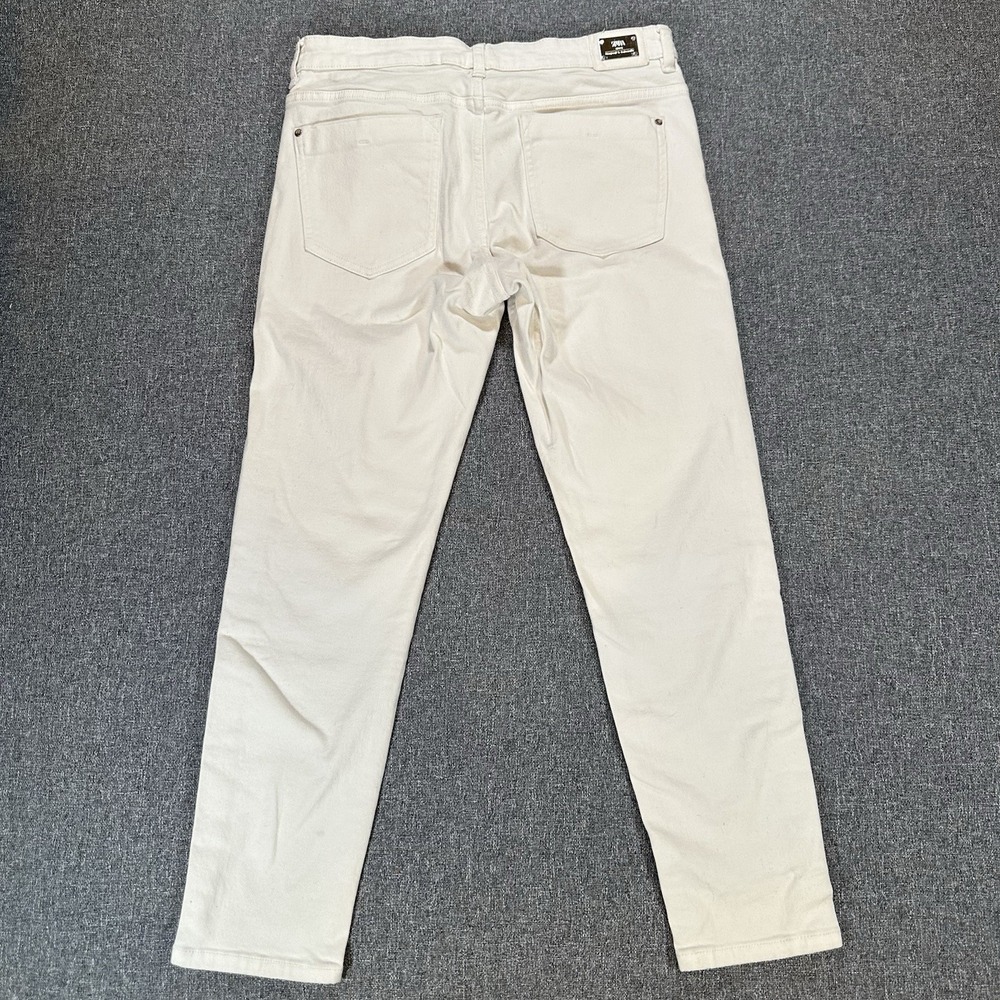 ZARA Women's White Skinny Jeans Size 10 High Rise Stretch Denim Gold Button - Picture 4 of 9